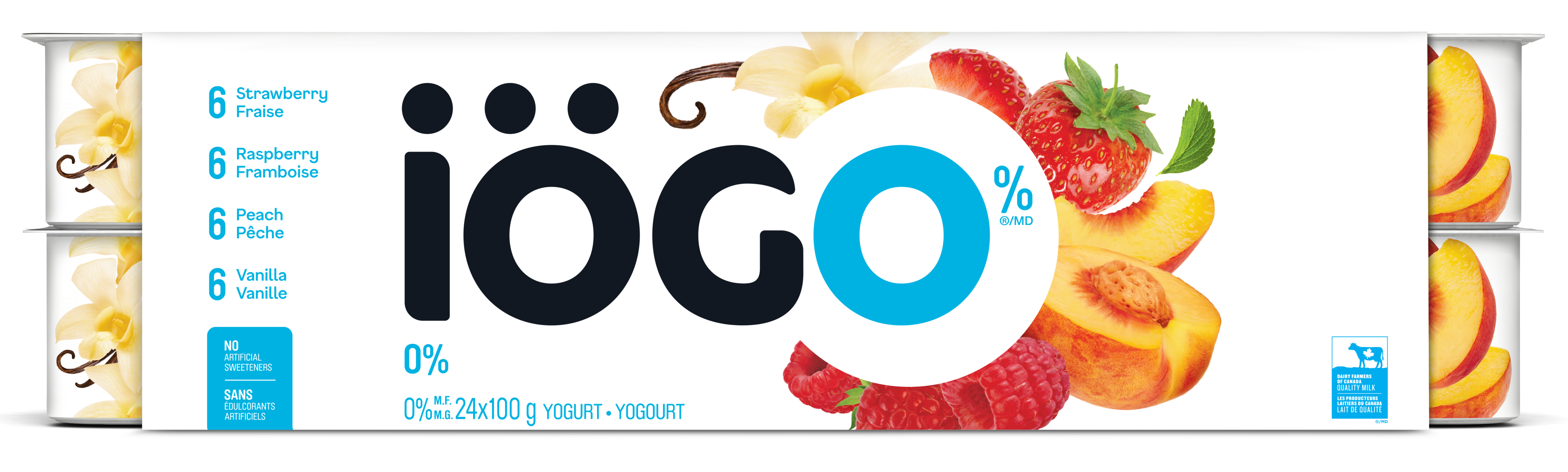 0% – Strawberry, Raspberry, Peach, Vanilla - 24 x 100g - IÖGO