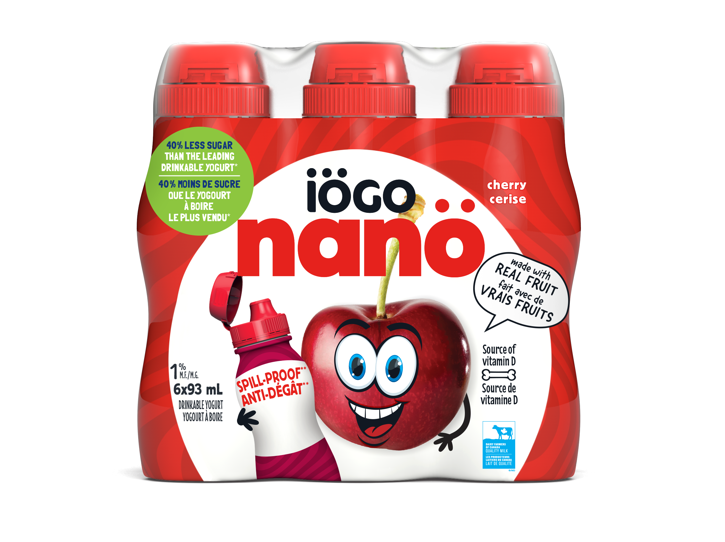 いなこ nanö - Drinkable yogurt Cherry - 6x93ml - IÖGO