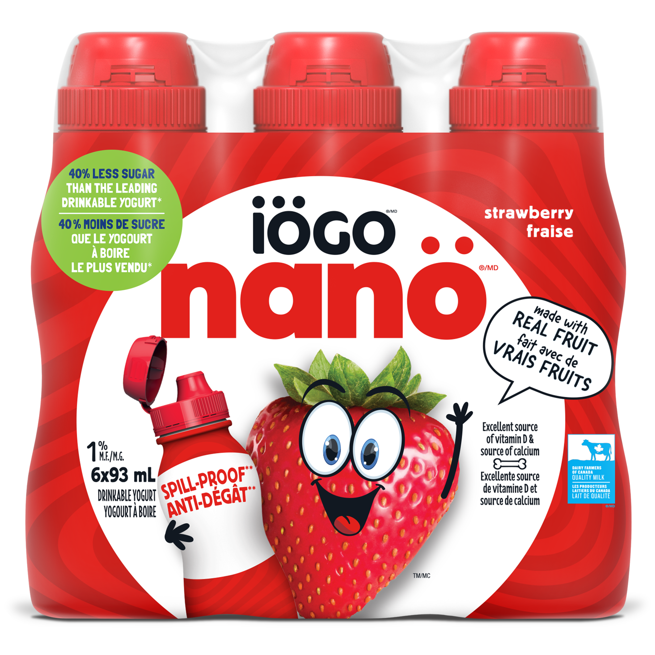 nanö - Drinkable yogurt Strawberry - 6x93ml - IÖGO