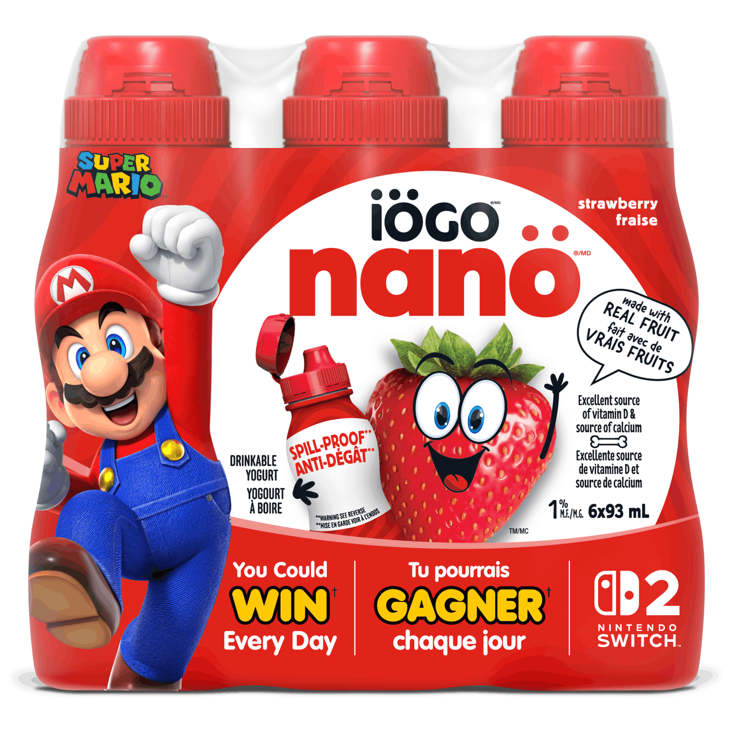 プラノアシュランYouthly Care nanö - Drinkable yogurt Strawberry - 6x93ml - IÖGO