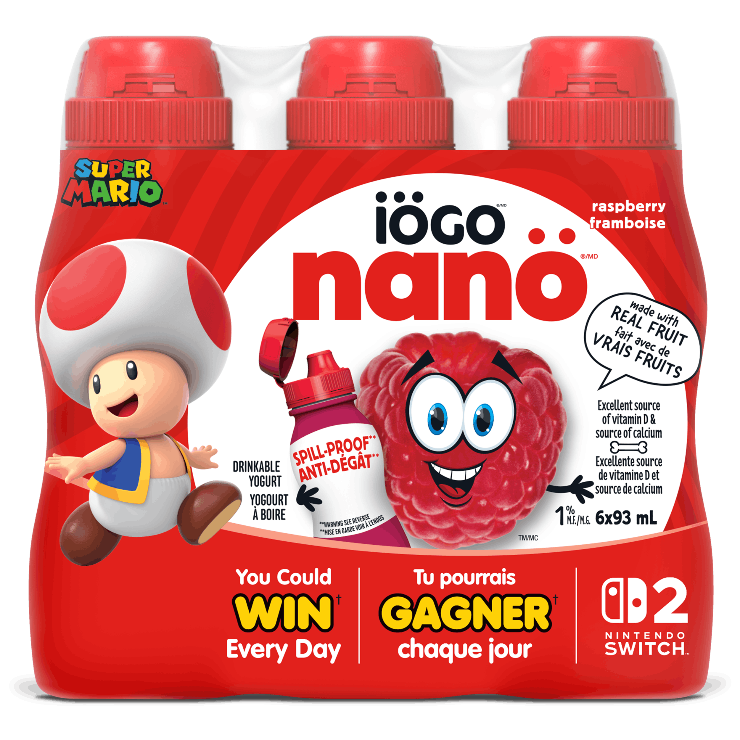 nanö - Drinkable yogurt Raspberry - 6x93ml - IÖGO nanö - Drinkable yogurt Raspberry - 6x93ml - IÖGO