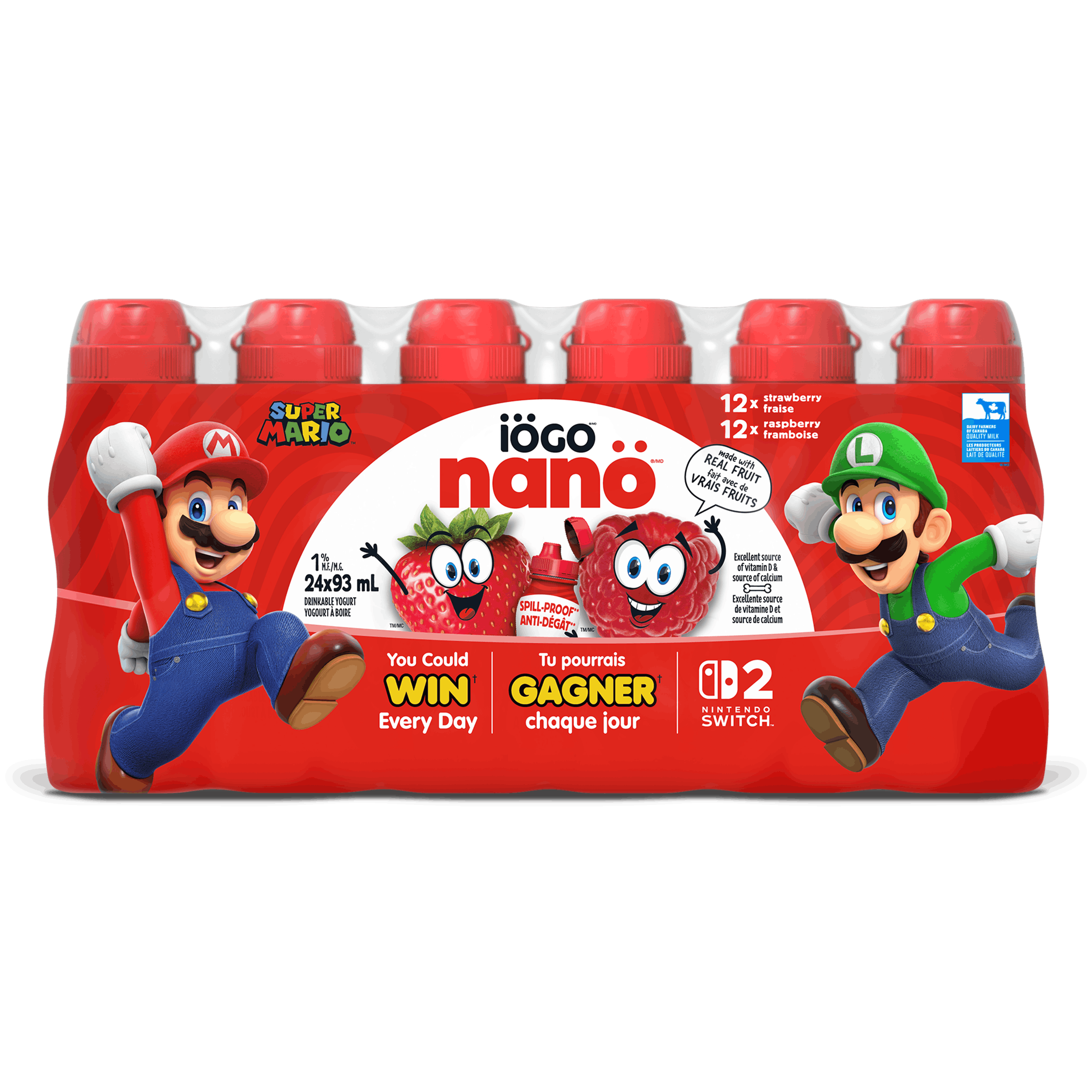 nanö - Drinkable Yogurt Strawberry, Raspberry - 24x93ml - IÖGO